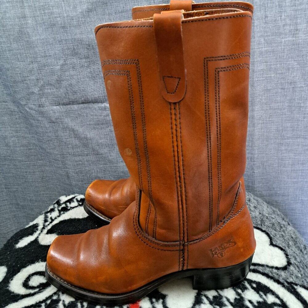 % Men Vintage Brown Leather Landis Western Campus Boots D16